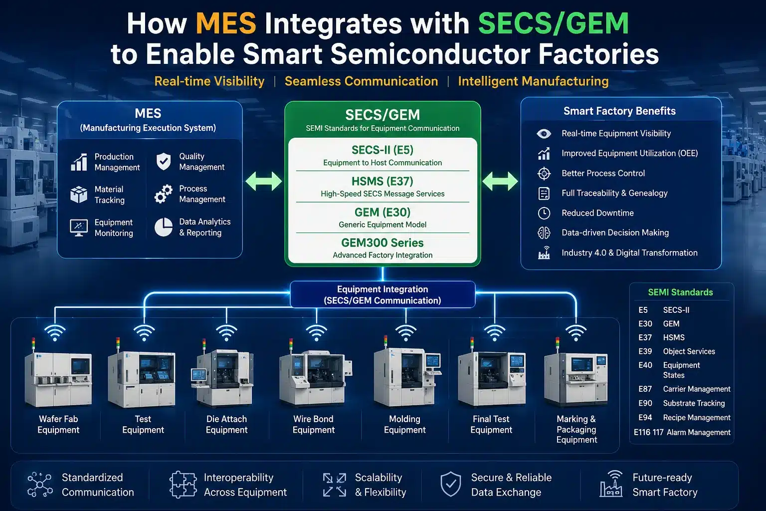 How MES Integrates with SECS/GEM to Enable Smart Semiconductor Factories