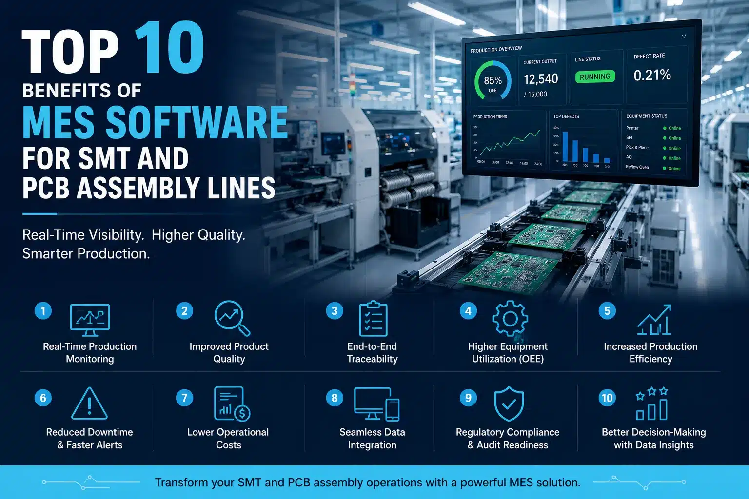 Top 10 Benefits of MES Software for SMT and PCB Assembly Lines