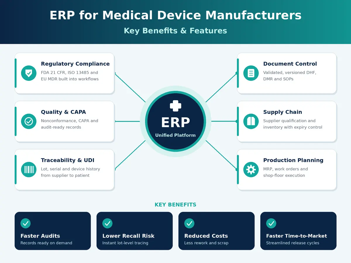 ERP for Medical Device Manufacturers: Key Benefits & Features